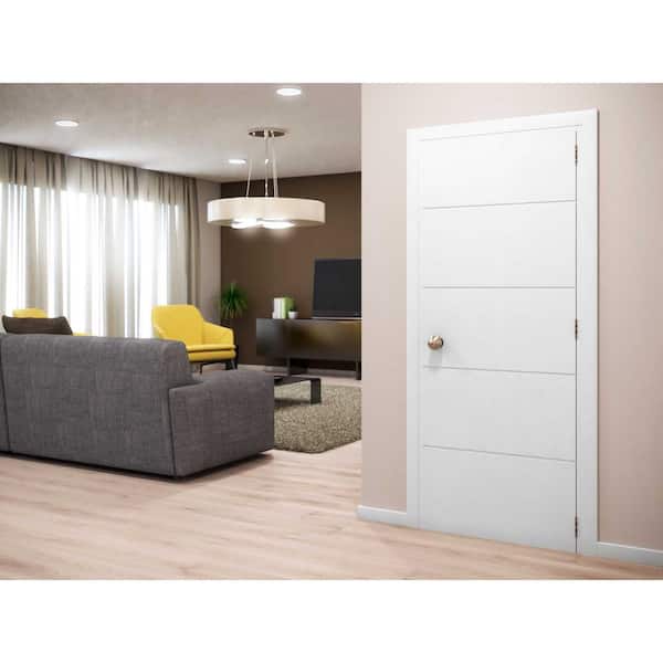 30 in. x 80 in. x 1-3/8 in. Contemporary U-Grooved Design (Atlanta) White Primed Core Flush Wood Interior Slab Door 30 in. x 80 in. x 1-3/8 in. Contemporary U-Grooved Design (Atlanta) White Primed Core Flush Wood Interior Slab Door