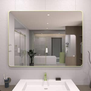 48 in. W x 36 in. H Rectangular Framed Wall Bathroom Vanity Mirror in Matcha Green