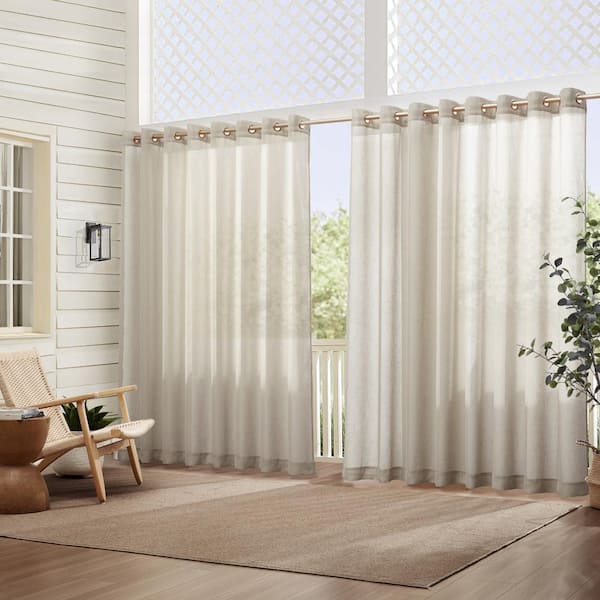 Elrene Natural Extra Wide Grommet Sheer Curtain - 114 in. W x 95 in. L