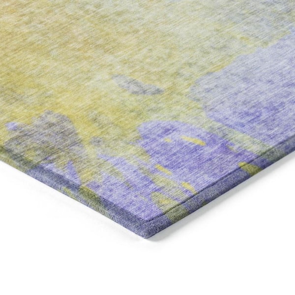Blue Gold and Wheat 10 ft. x 14 ft. Woven Abstract Rectangle Indoor/Outdoor Area Rug