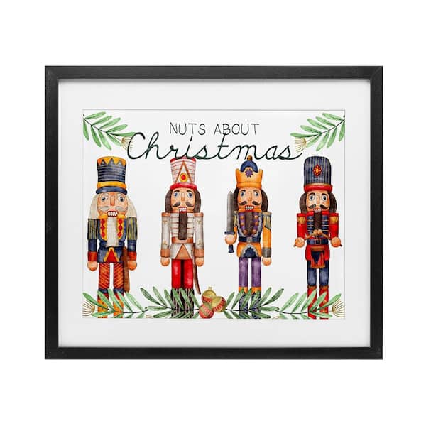 Nuts About Christmas Nutcrackers by Kim Allen Framed Graphic Art Print Typography 13 in. x 16 in.