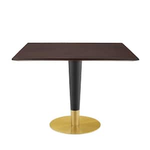 Zinque 40 in. Gold Cherry Walnut Square Dining Table