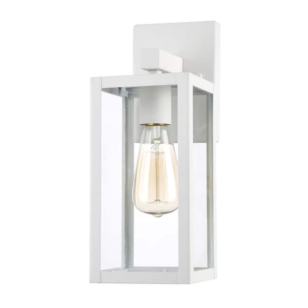 Martin 13 in. 1-Light White Hardwired Outdoor Wall Lantern Sconce with No Bulbs Included
