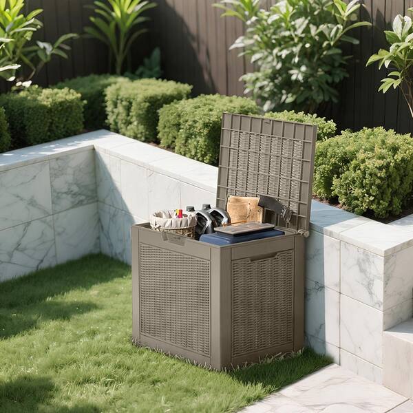 22 in. W x 17 in. D x 21 in. H Rattan Resin Outdoor Storage