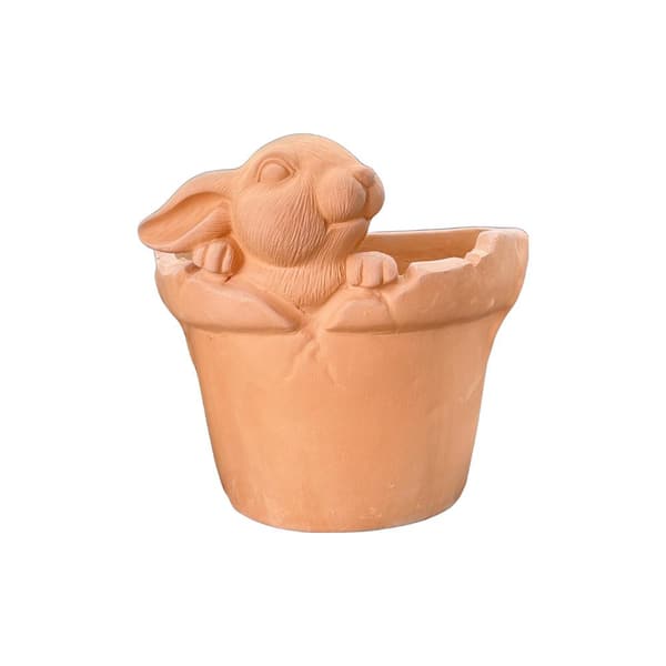 Unbranded Rabbit 8 in. 3/4 natural outdoor Clay planter with plate
