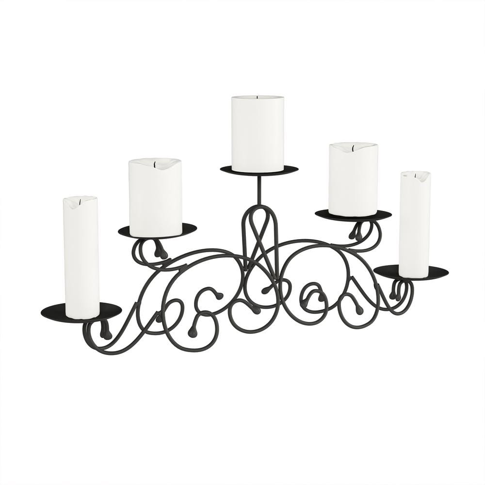 Lavish Home 5 Candle Matte Black Candelabra with Classic Scroll Design HW0200014 The Home Depot