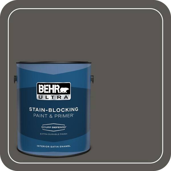 BEHR ULTRA 1 gal. #BXC-17 Dominant Gray Extra Durable Satin Enamel Interior Paint & Primer