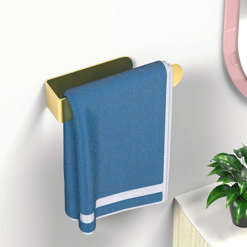 Gold Stainless Steel 8-inch Wall Mounted Adhesive Hand Towel Bar