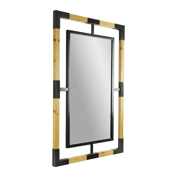 24 in. x 36 in. Wood and Metal Framed Floating Accent Wall Mirror