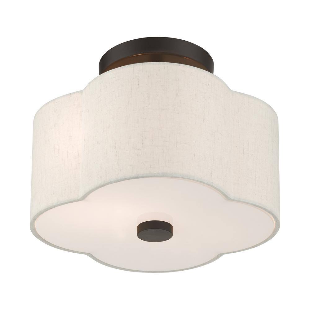 Solstice English Bronze 2-Light LED Drum Semi-Flush Mount