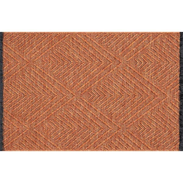 Alma Orange 2 ft. x 3 ft. Diamond Machine Washable Indoor Area Rug