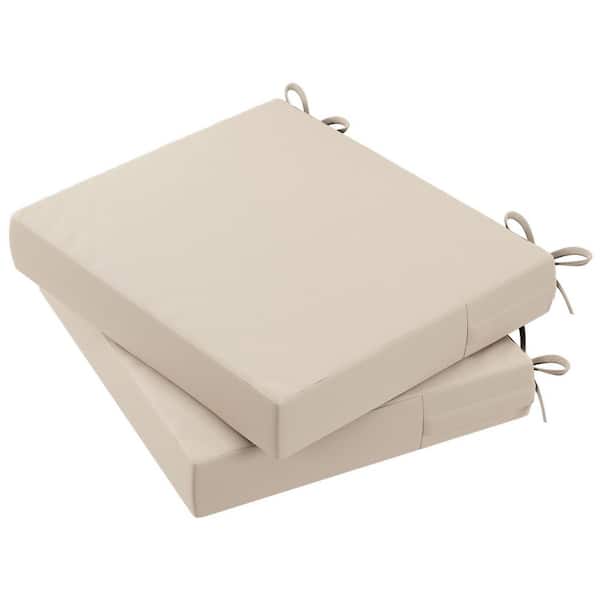Unbranded 18 in. x 16 in. x 3 in. Outdoor Rectangular Dining Chair Seat Cushion for Patio Furniture, Beige (2-Pack)