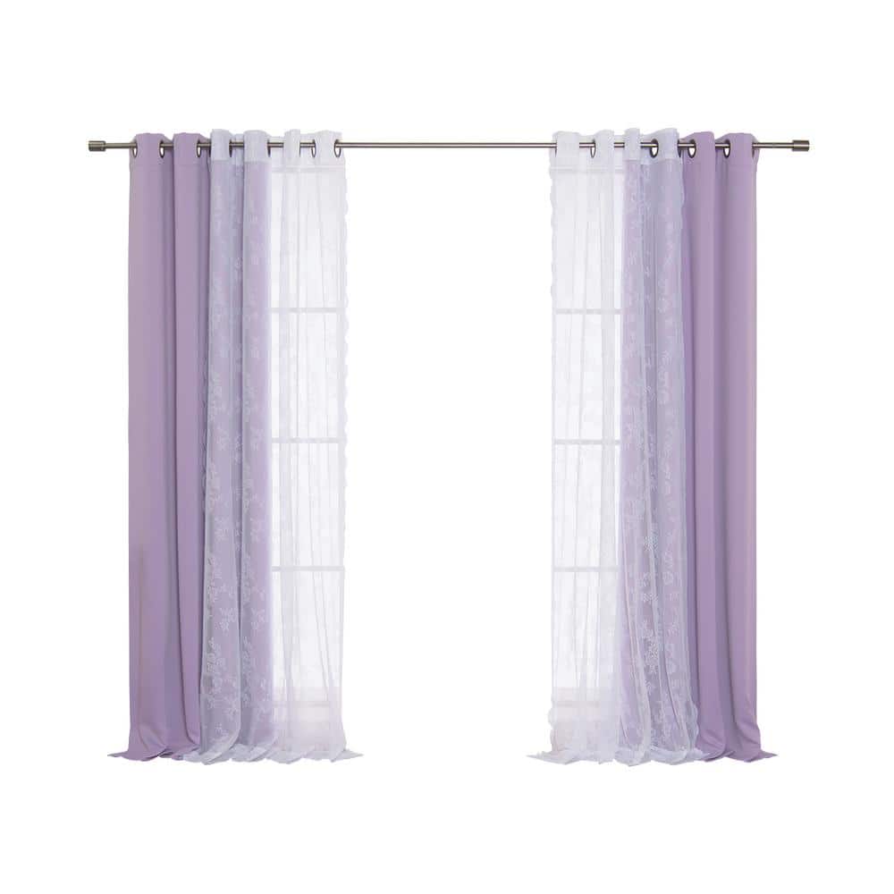Best Home Fashion Lavender Polyester Solid 52 in. W x 96 in. L Grommet  Blackout Curtain (Set of 2) MM_GR_ROSE_GR-96-LAVENDER - The Home Depot, image size:1000x1000