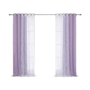 Lavender Polyester Solid 52 in. W x 96 in. L Grommet Blackout Curtain (Set of 2)