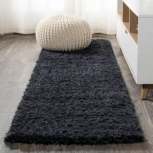 Groovy Solid Shag Dark Gray 2 ft. x 10 ft. Runner Rug