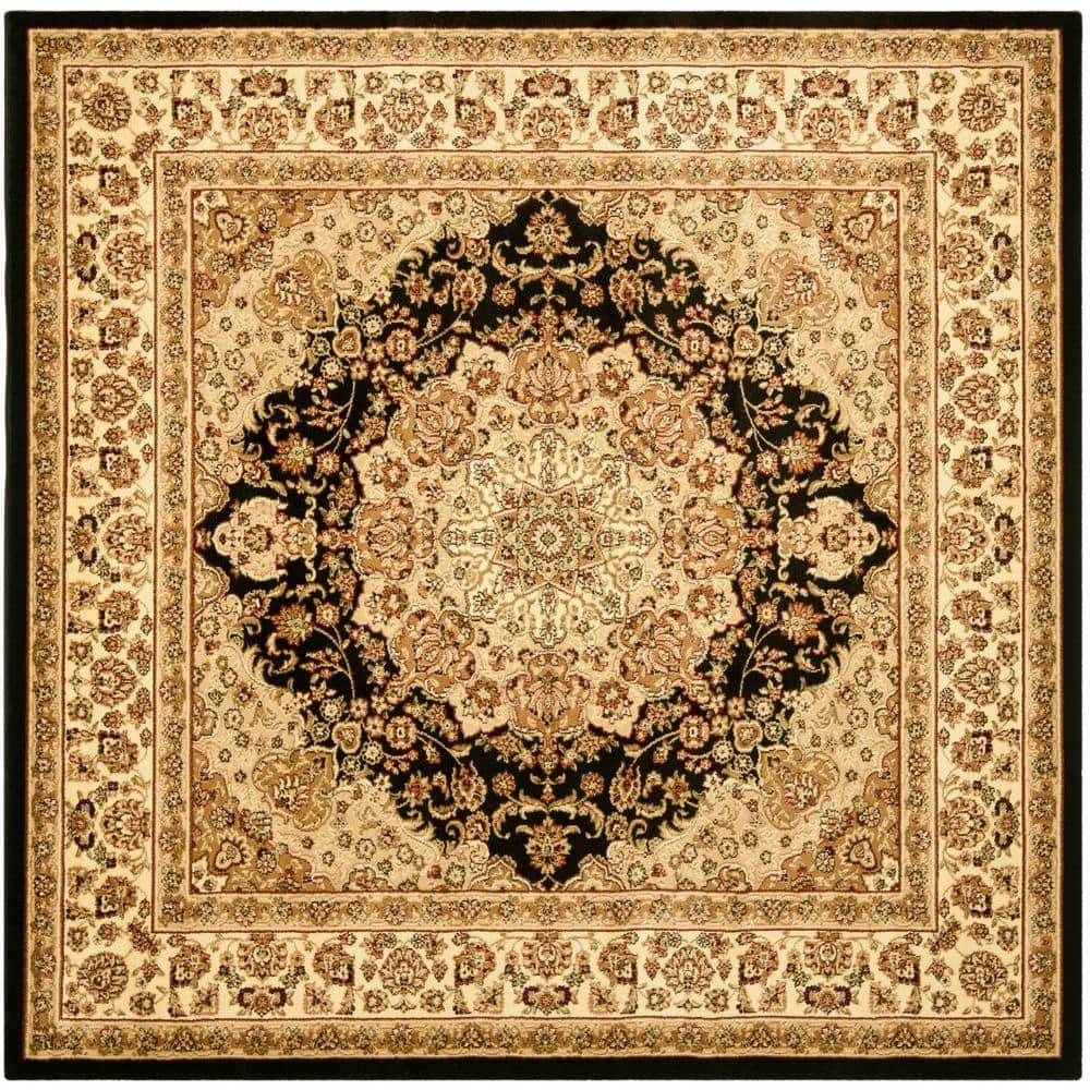 SAFAVIEH Lyndhurst Black/Ivory 8 ft. x 8 ft. Square Medallion Border