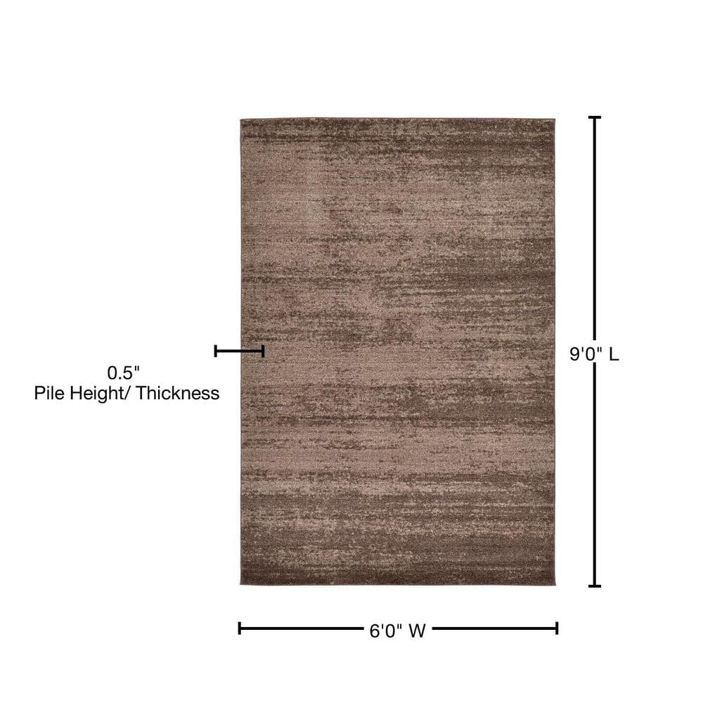 Brown Tufted Reversible Synthetic 6' x 9' Area Rug