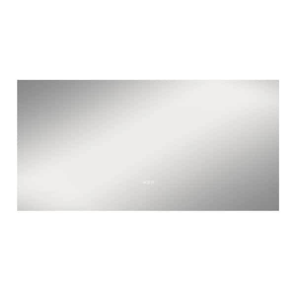 96in. W x 36in. H Rectangular Frameless UL Certified LED Backlited Anti-Fog Tempered Glass Wall Bathroom Vanity Mirror