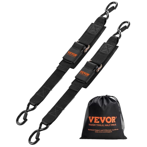 Retractable Ratchet Straps, 2 in. x 2 ft. Ratchet Tie Down Straps with Security Lock S Hooks, 2-Pack Heavy Duty Ratchet