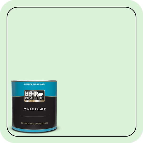 BEHR PREMIUM PLUS 1 qt. #P390-1 Frostini Satin Enamel Exterior Paint & Primer