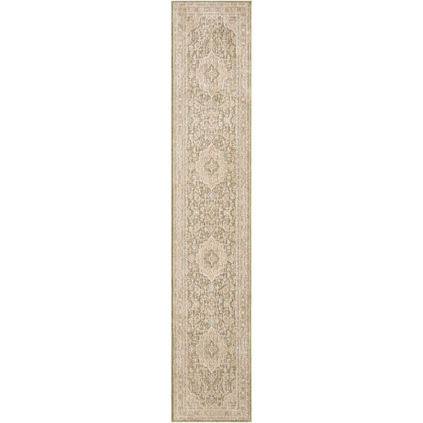 Harbor Green 2 ft. x 12 ft. Floral Traditional Runner Area Rug