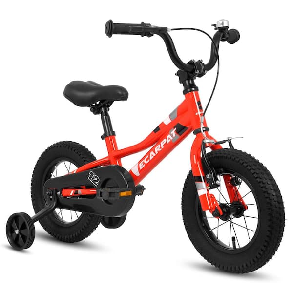 Siavonce Red Bike 12 in. Wheels 1 Speed Boys Girls Child Bicycles For 2 to 4 Years With Removable Training Wheels Baby Toys MQ 165512 The Home Depot