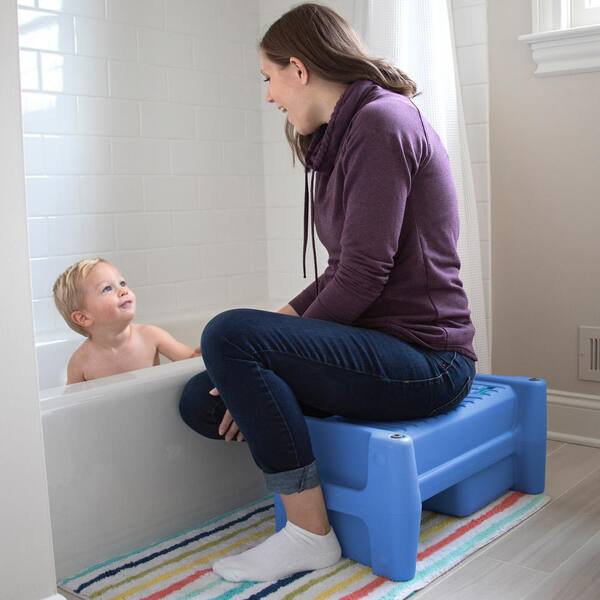 blue plastic step stool