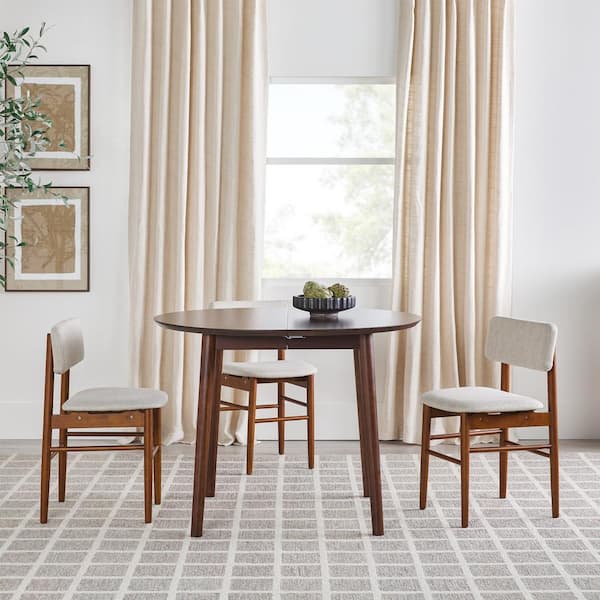 Mid-Century Modern Oval Walnut Solid Wood 40-60 in. Extendable 4 Legs Dining Table (Seats 6)