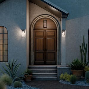 Prin 22 in. 1-Light Olde Bronze Updated Traditional Porch or Patio Outdoor Pendant Light with Clear Glass