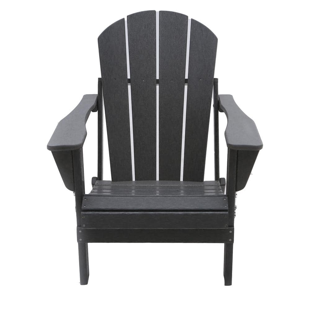 Classic Gray Solid All-Weather Folding Plastic Adirondack Chair