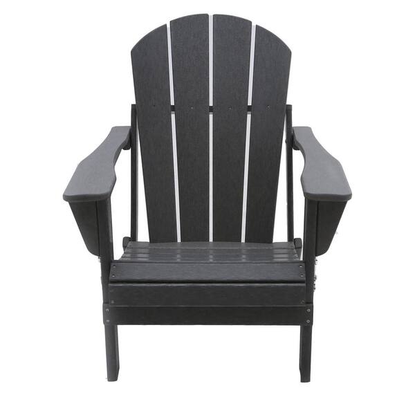 Unbranded Classic Gray Solid All-Weather Folding Plastic Adirondack Chair