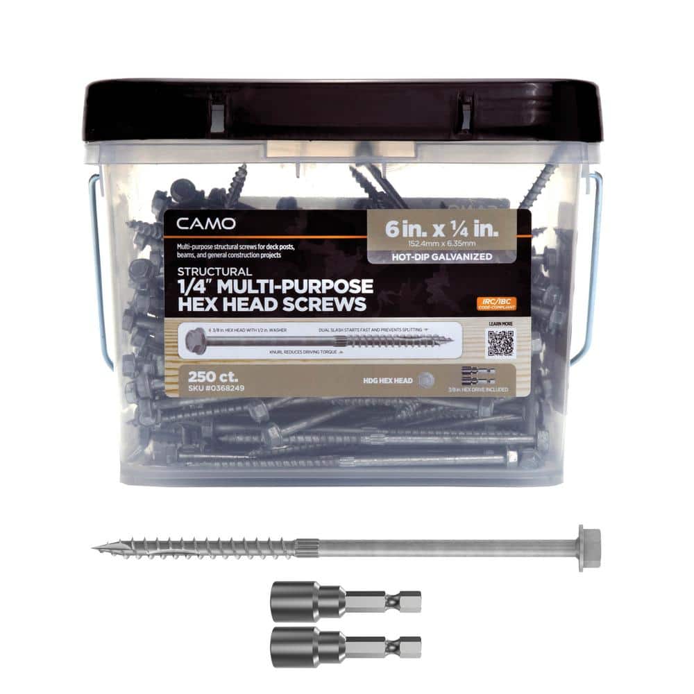 1/4 in. x 6 in. Hex Head Multi-Purpose Hex Drive Structural Wood Screw - Hot Dip Galvanized (250-Pack) price history on PriceWatchPro