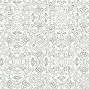 Blue Concord Aqua Medallion Fabric Pre-Pasted Matte Strippable Wallpaper