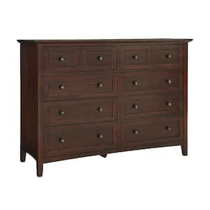 19 in. Brown 8-Drawer Wooden Dresser without Mirror