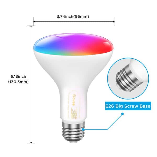 2-Pack of BR30 Smart LED Bulb 1000LM 11-Watt EQ BR30 Multicolor E26 Dimmable Smart LED General purpose Light Bulb 2-Pack