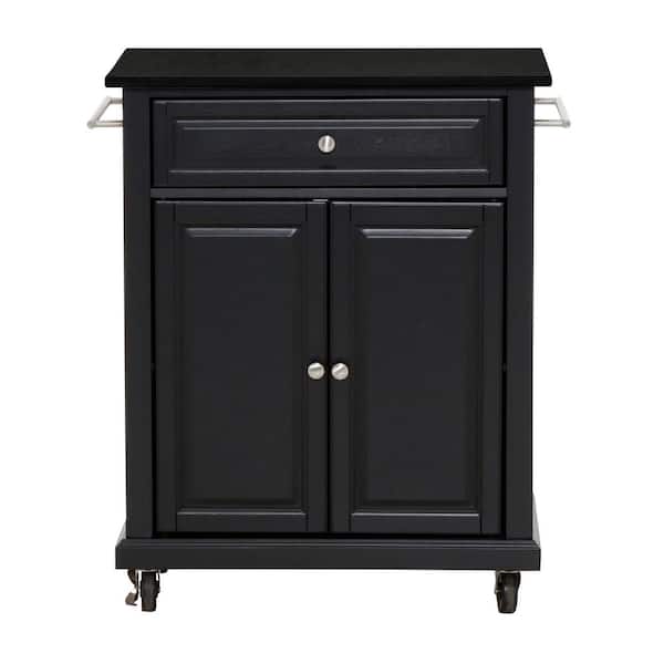 CROSLEY FURNITURE Rolling Black Kitchen Cart with Black Granite Top