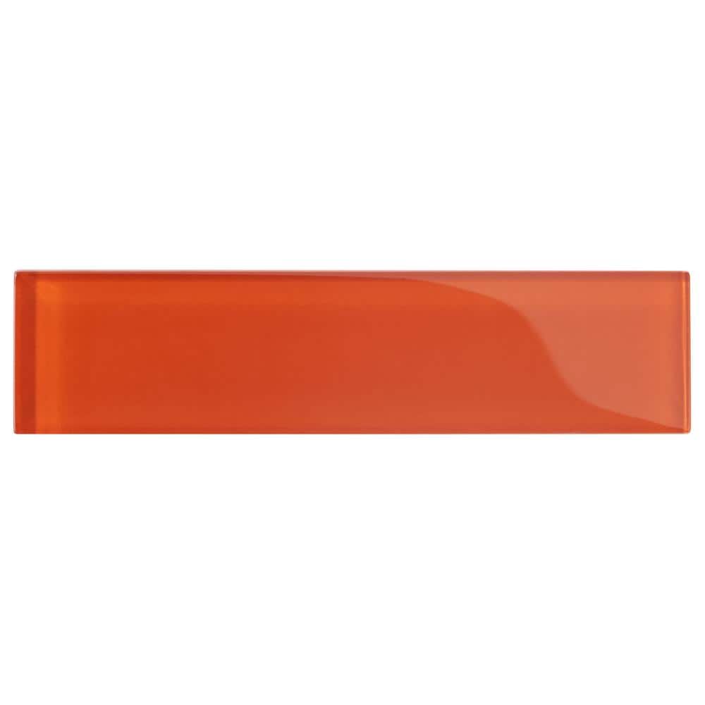 Lucid 2" x 8" Orange Glass Subway Wall Tile
