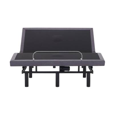 idealBase Gray Split King Adjustable Bed Base with Massage, Head and Foot Incline, Wireless Remote