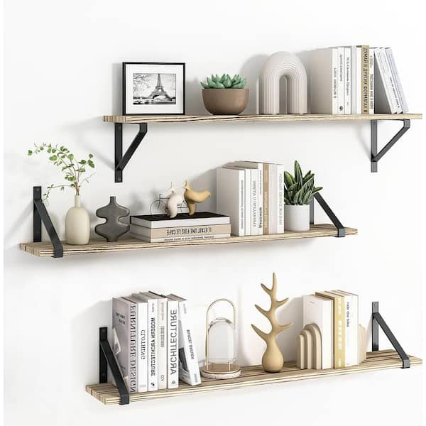 Cubilan 35.4 in. W x 5.9 in. D Carbonized Black Decorative Wall Shelf, Set of 3