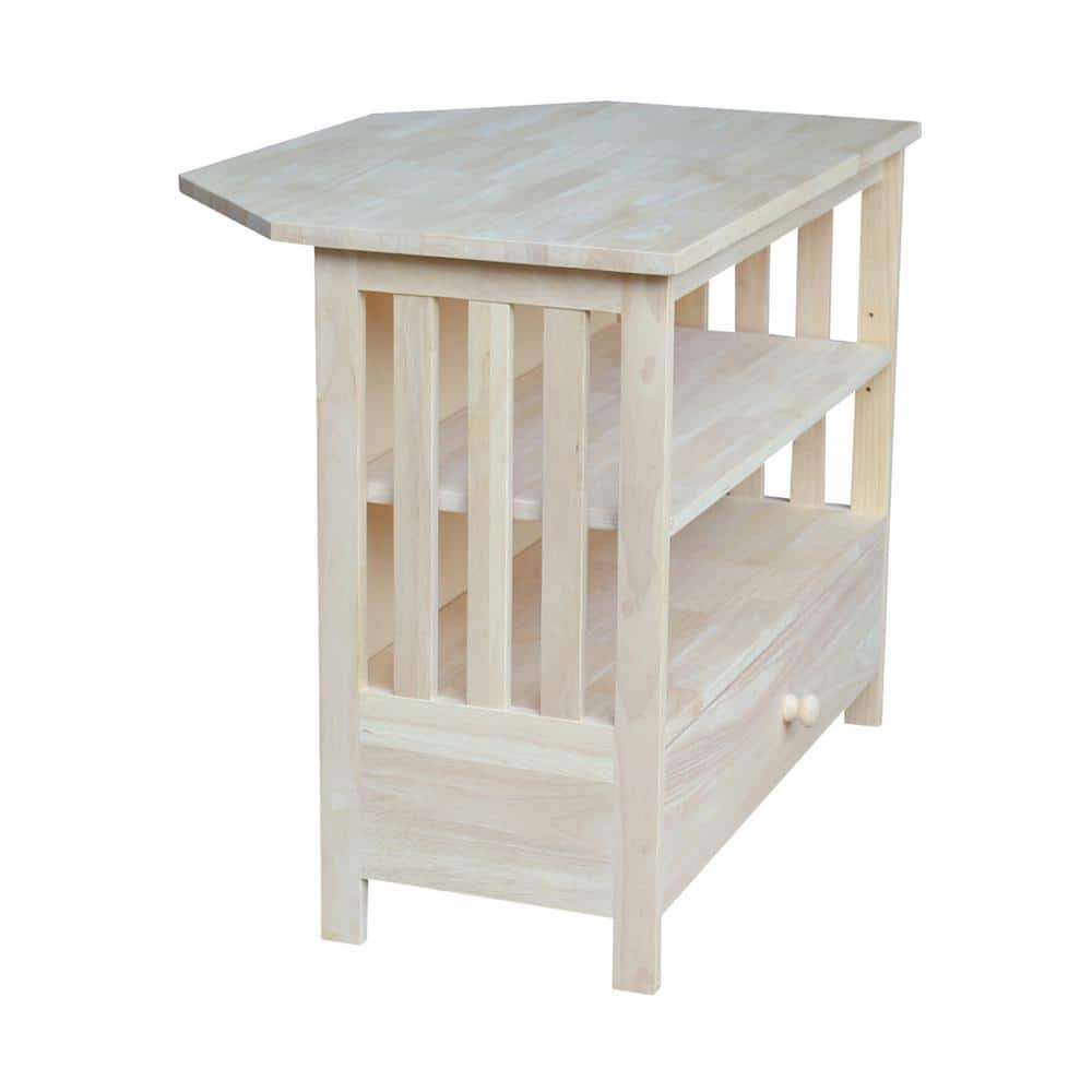 Solid Wood Unfinished Mission Corner TV Stand, 38"