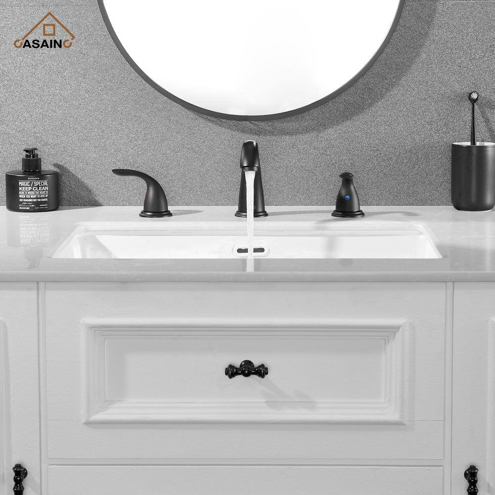 Matte Black Stainless Steel 2-Handle Widespread Bathroom Faucet