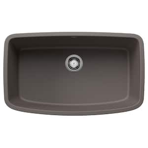 VALEA 32 in. Undermount Single Bowl Volcano Gray Granite Composite Kitchen Sink