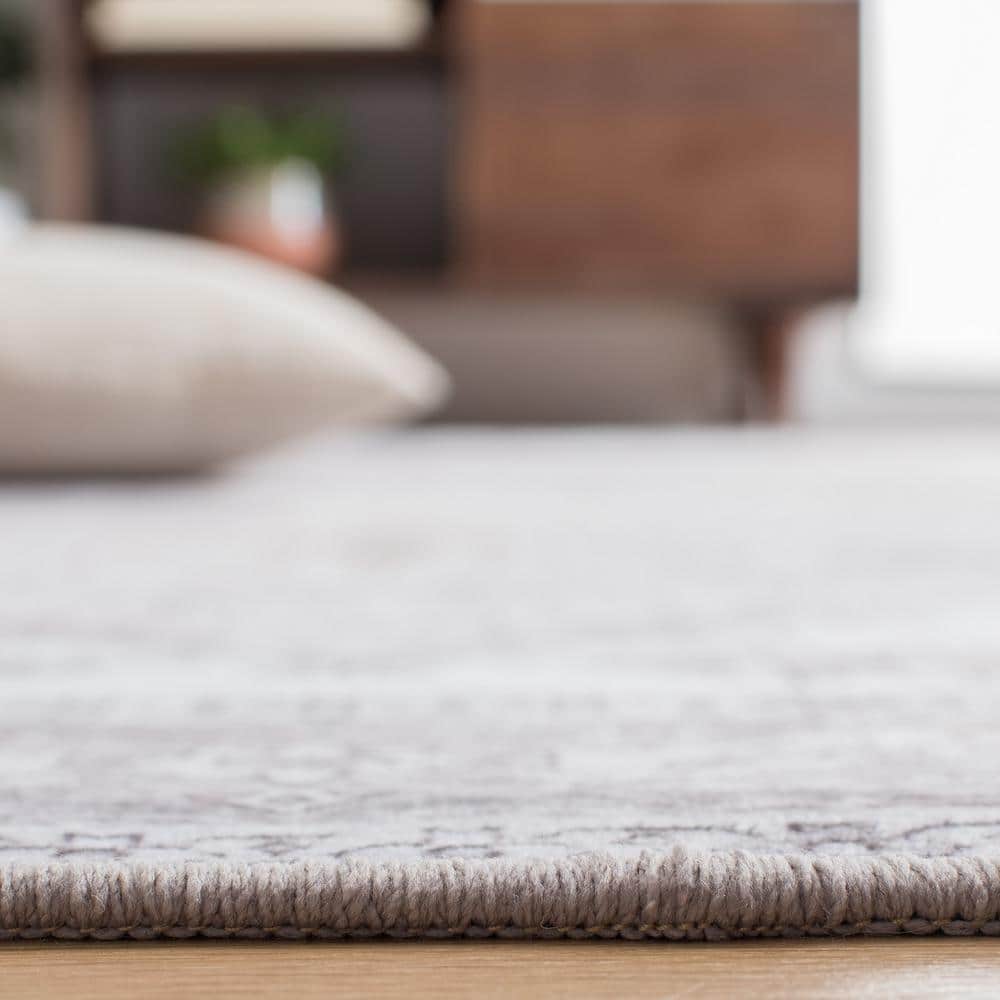Tucson 5' Round Gray and Beige Synthetic Washable Rug