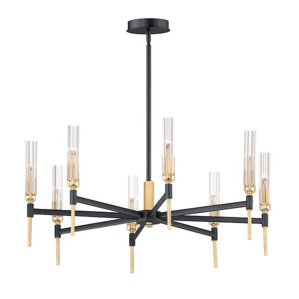Flambeau Black 8-Light Gray LED Chandelier