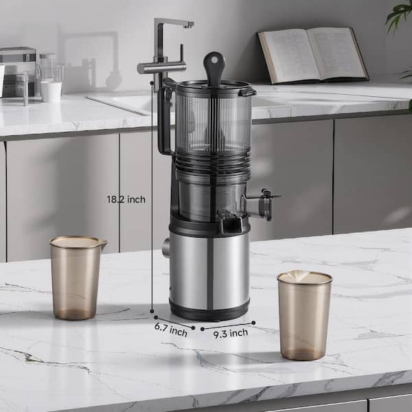 amzchef 250W 68 oz. Gray Masticating Juicer w/ 6 in. Wide Feed