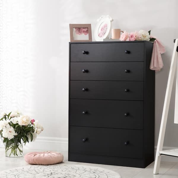 VEIKOUS Oversized 5-Drawer Espresso Chest of Drawers Dresser with 2-Large Drawers 47.6 in. H x 31.5 in. W x 15.7 in. L