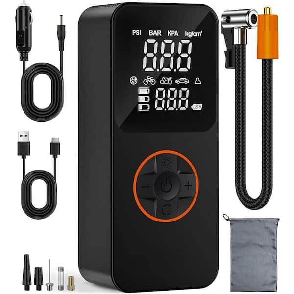 Portable Tire Inflator and Powerbank 150PSI Cordless Electric for Car with Tire Gauge Pressure in Black (1-Pack)