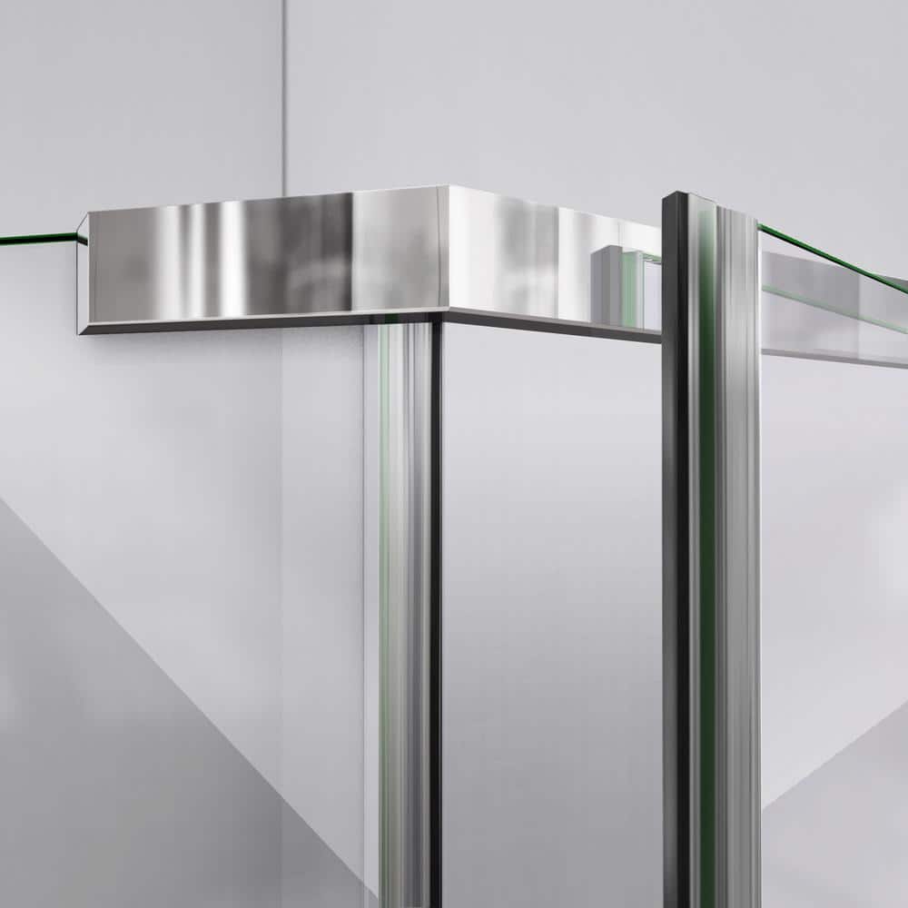 Prism 40" Frameless Neo-Angle Pivot Shower Enclosure with Brushed Nickel Hardware