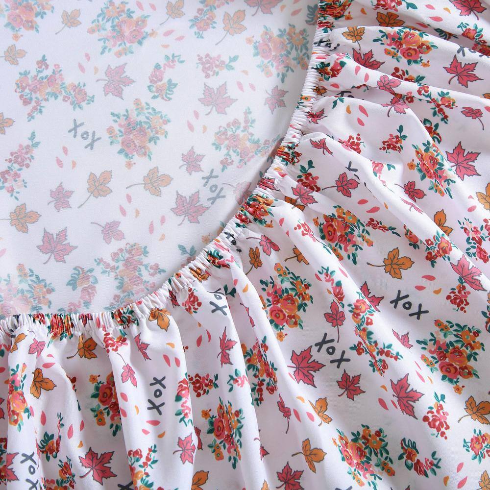 Fall Foliage Pink Twin Microfiber Sheet Set with Pillowcase