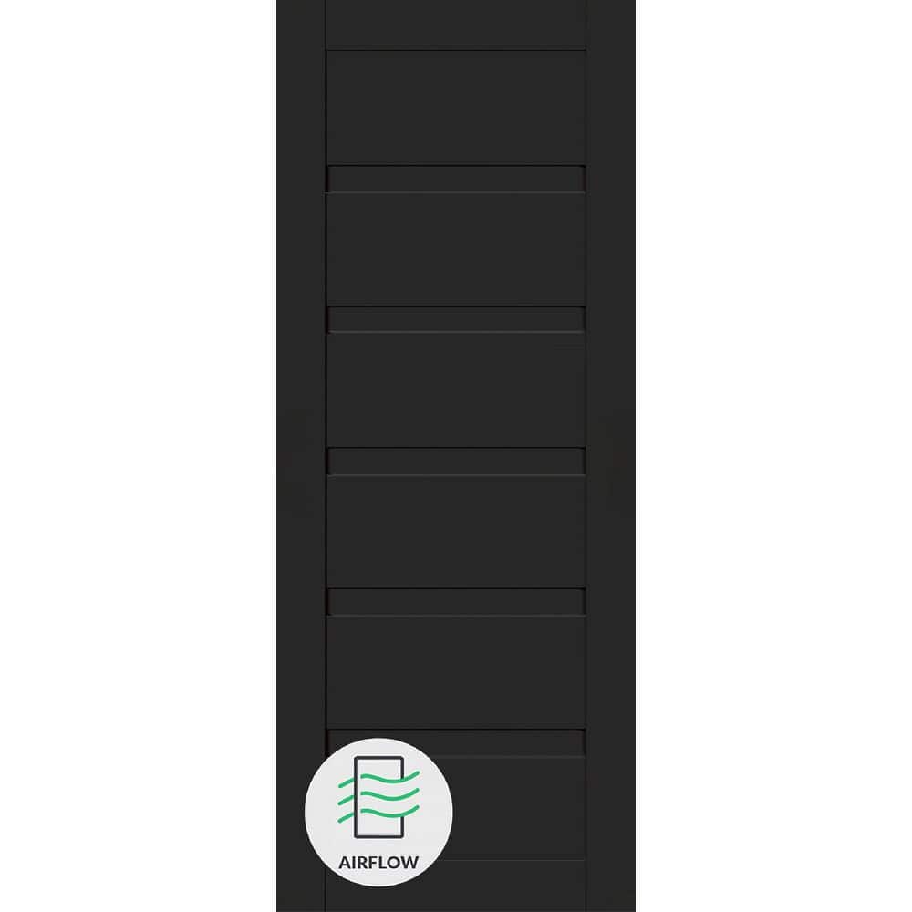 Louver N 28 in. х 84 in. No Bore Black Matte Solid Composite Core Wood Interior Door Slab